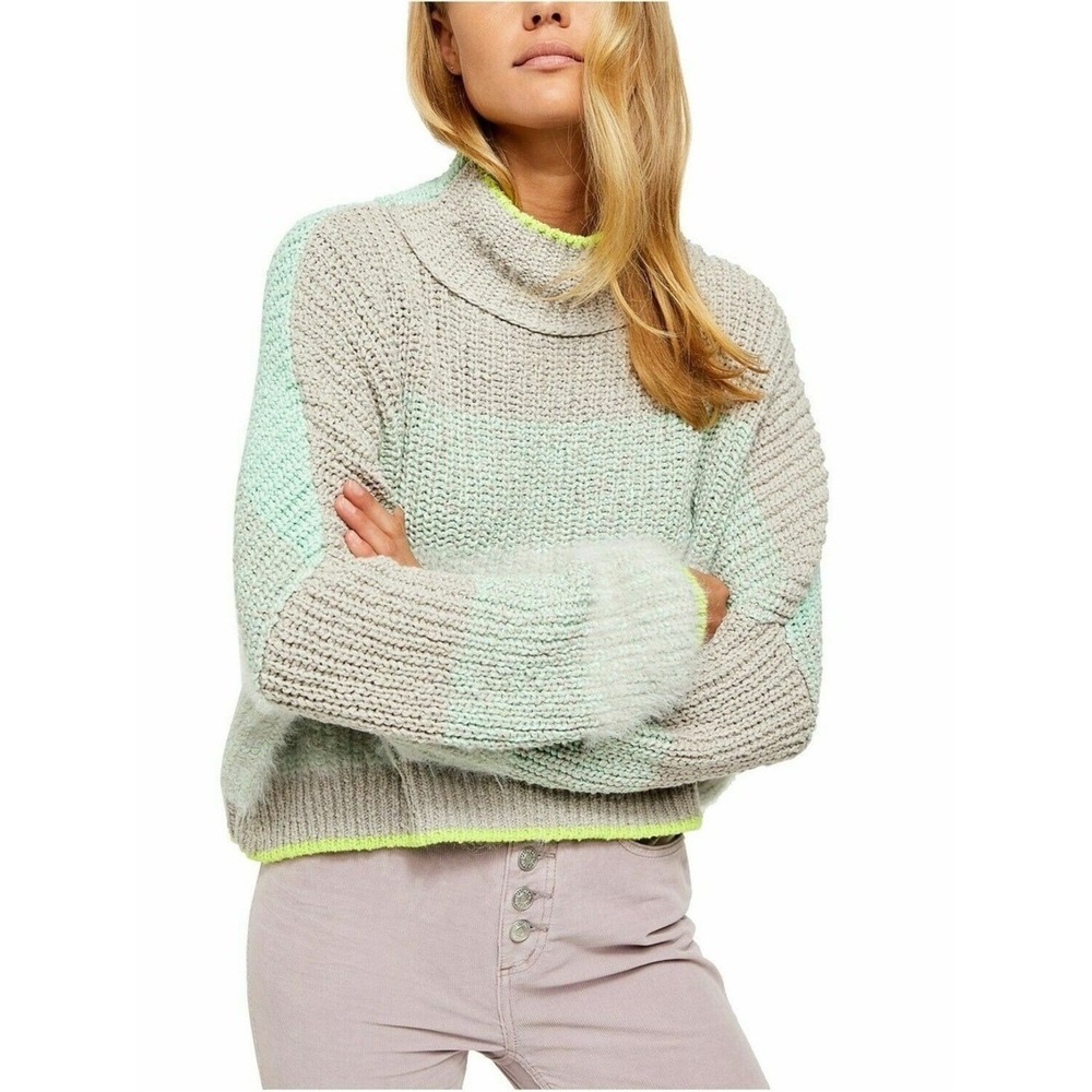 Free People Sunbrite Mock Neck Sweater Women's XL Cozy‎ Knit Pullover